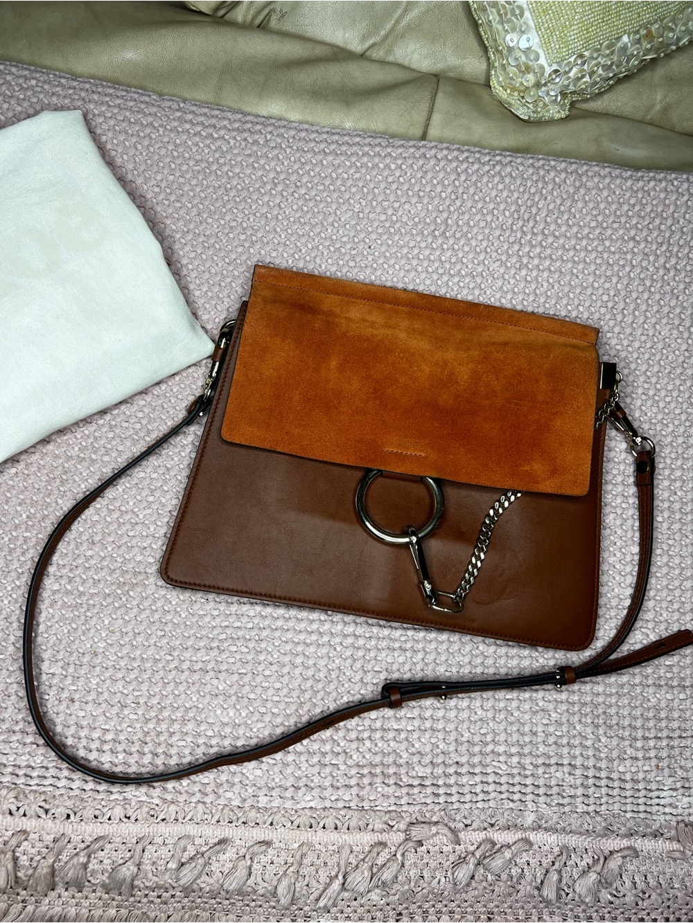 Chloe’ Faye Medium Shoulder Bag Classic Tobacco Brown